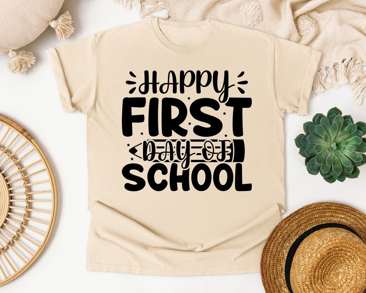 Happy First Day Of School White graphic tee in Ivory