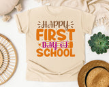 Happy First Day Of School White 2 3 graphic tee in Ivory