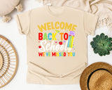 Welcome Back To School We've Missed You Light Print Graphic Tee graphic tee in Ivory