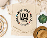 100 Days Smarter Kinder Braver Stronger White graphic tee in Ivory