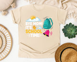 Bye Mom It's School Time Light Print Graphic Tee graphic tee in Ivory