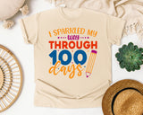 I Sparkled My Way Through 100 Days White 2 3 graphic tee in Ivory