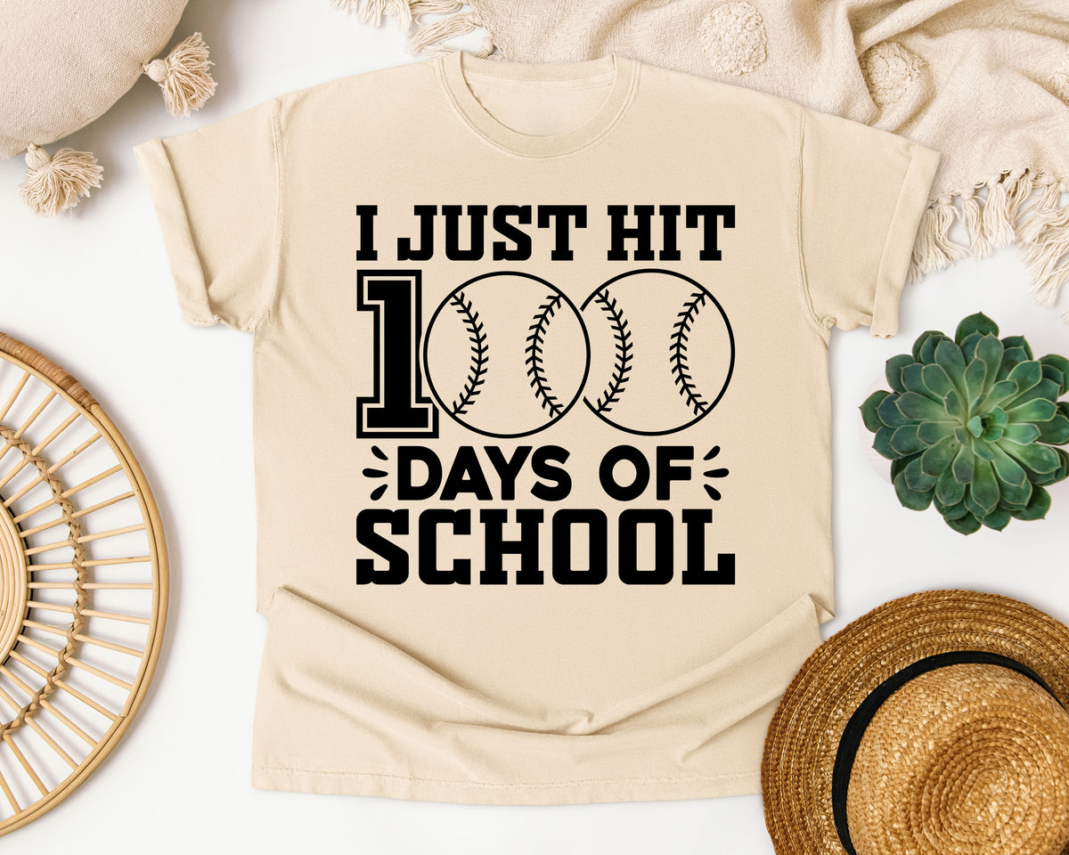 I Just Hit 100 Days Of School Baseball graphic tee in Ivory