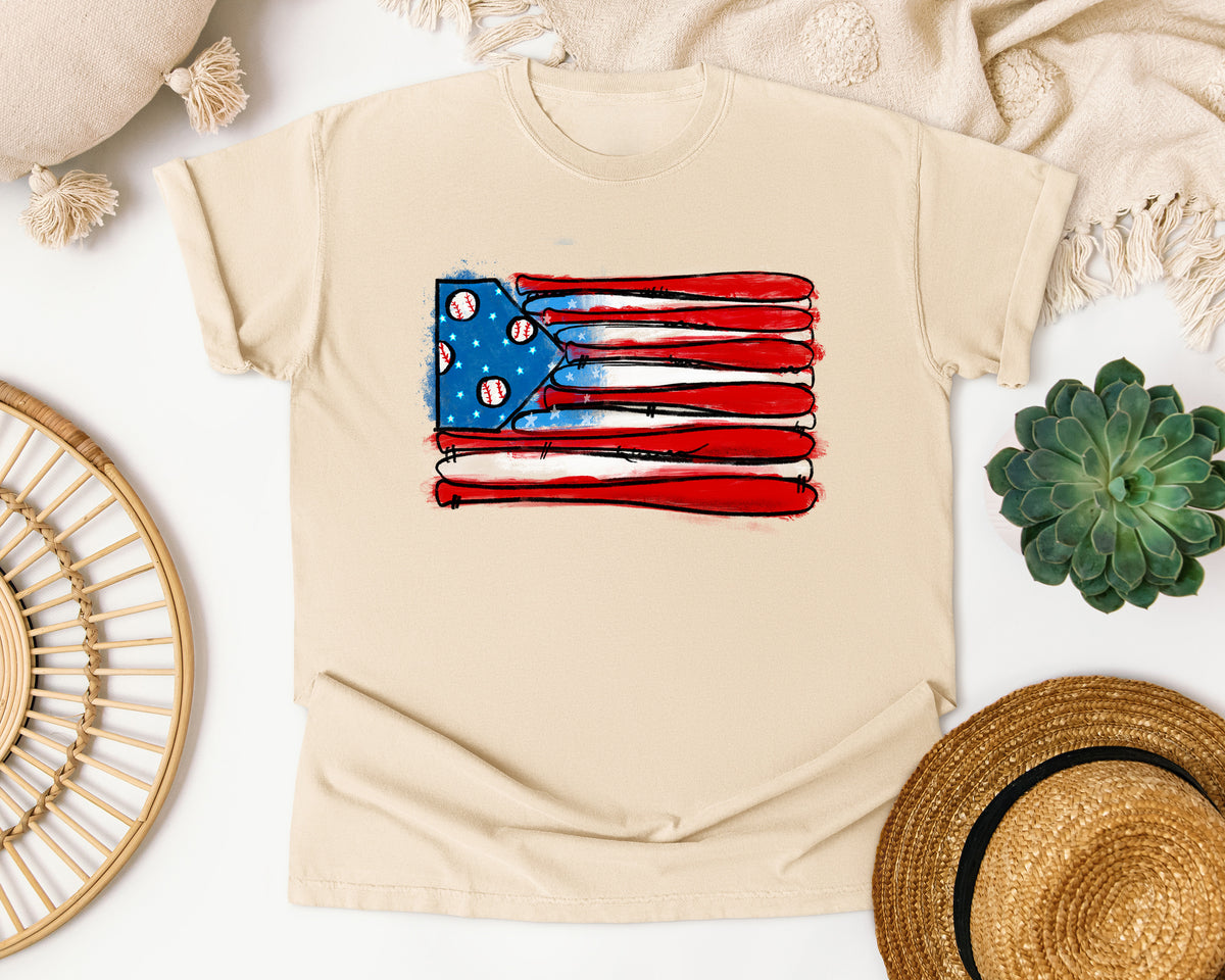 Baseball Bats American Flag graphic tee in Ivory