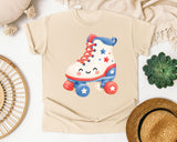 Patriotic Roller Skate graphic tee in Ivory