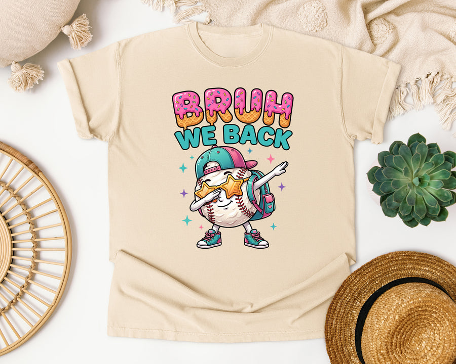 Bruh We Back Baseball Dab graphic tee in Ivory