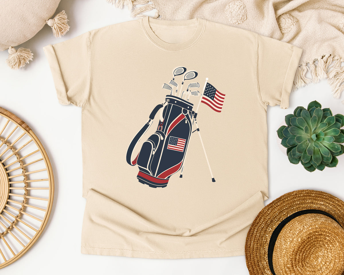 Golf Bag American Flag graphic tee in Ivory