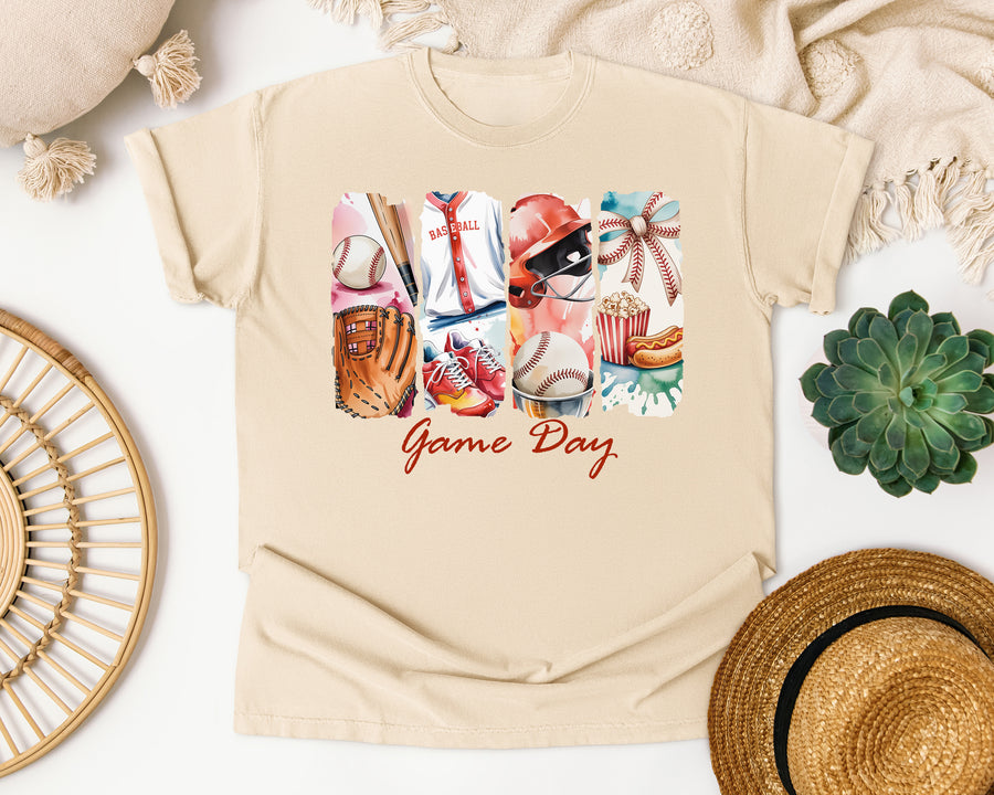 Game Day Baseball Panels graphic tee in Ivory