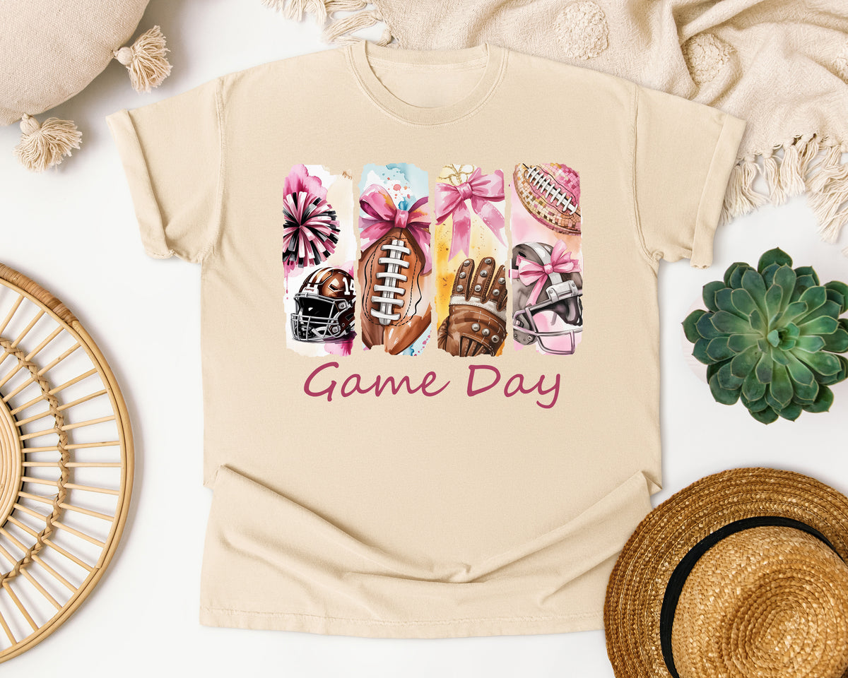 Game Day Football Bows graphic tee in Ivory