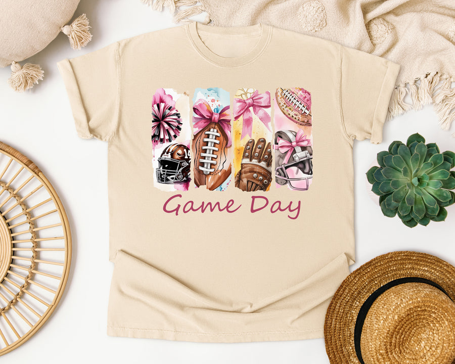 Game Day Football Bows graphic tee in Ivory