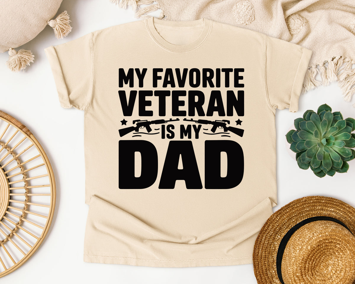 My Favorite Veteran Is My Dad Grey graphic tee in Ivory