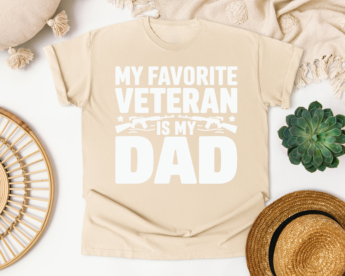 My Favorite Veteran Is My Dad White graphic tee in Ivory