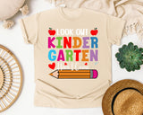 Look Out Kindergarten Here I Come Bright Graphic Tee graphic tee in Ivory