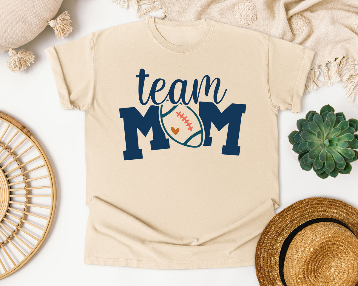 Team Mom Football Navy graphic tee in Ivory