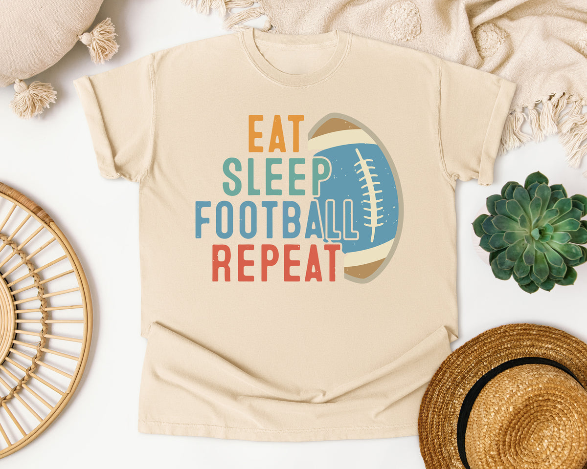 Eat Sleep Football Repeat Retro graphic tee in Ivory