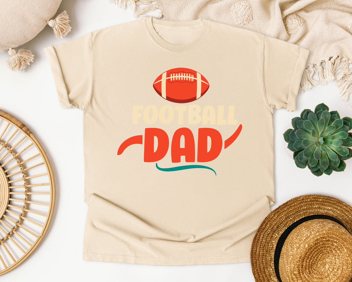 Football Dad Orange Script graphic tee in Ivory