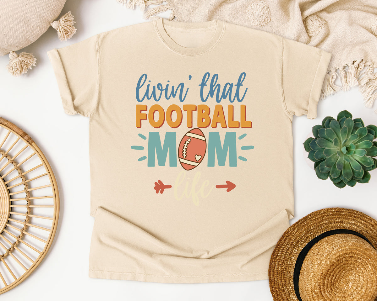 Livin That Football Mom Life graphic tee in Ivory