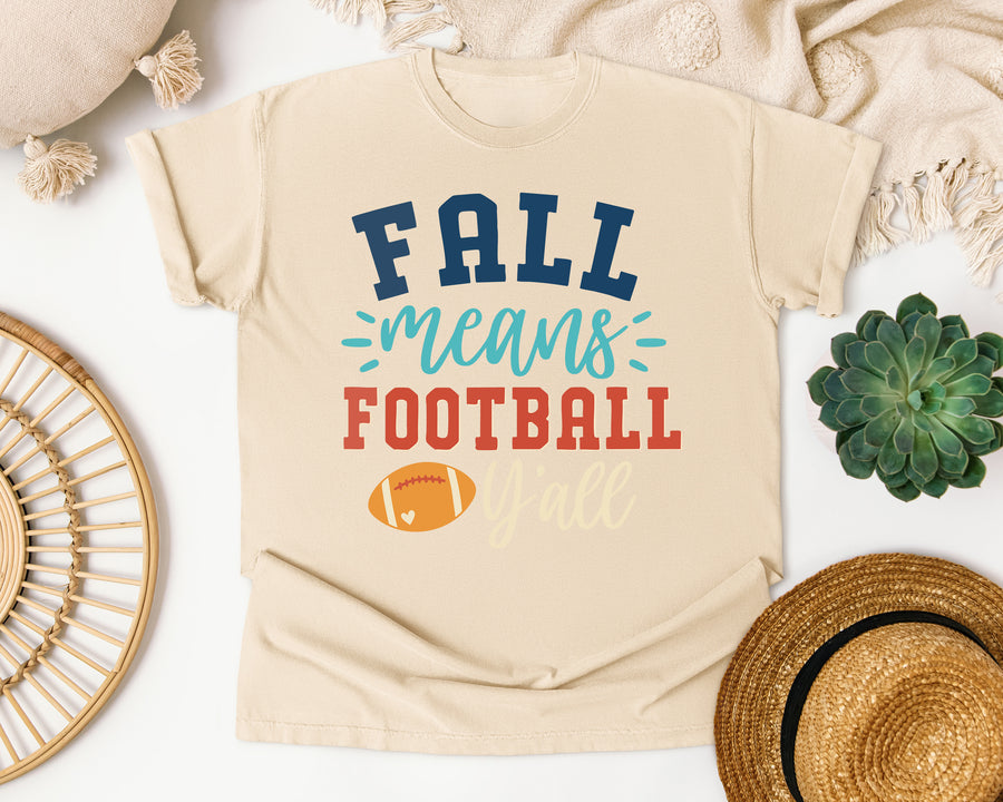 Fall Means Football Yall graphic tee in Ivory