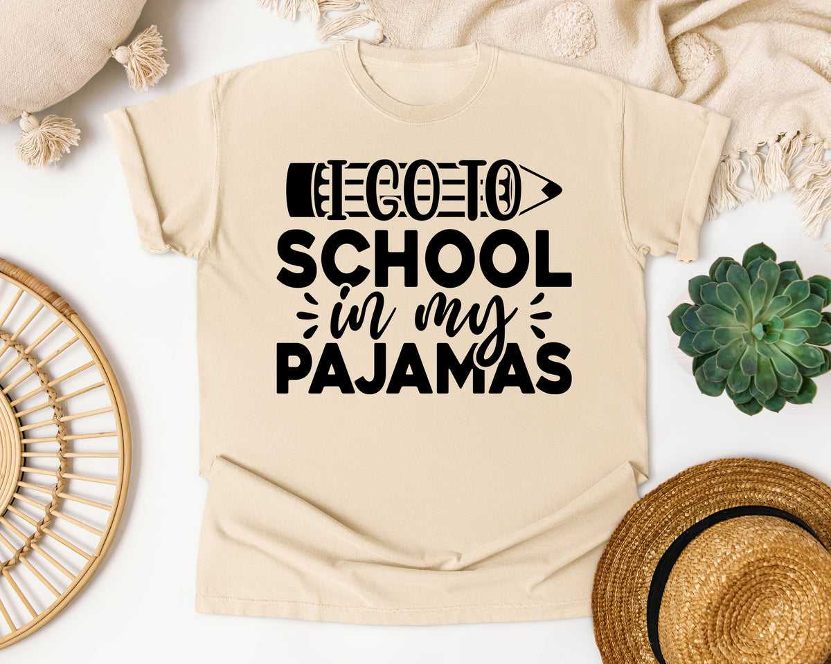 I Go To School In My Pajamas White graphic tee in Ivory