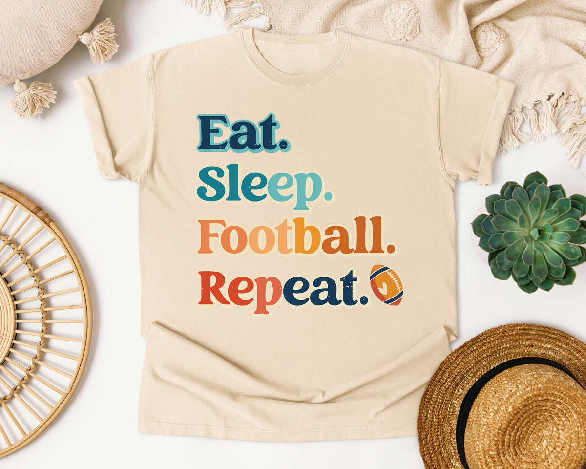 Eat Sleep Football Repeat Stacked graphic tee in Ivory