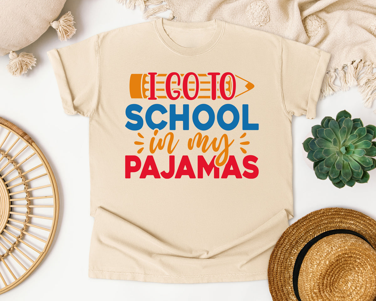 I Go To School In My Pajamas Red graphic tee in Ivory