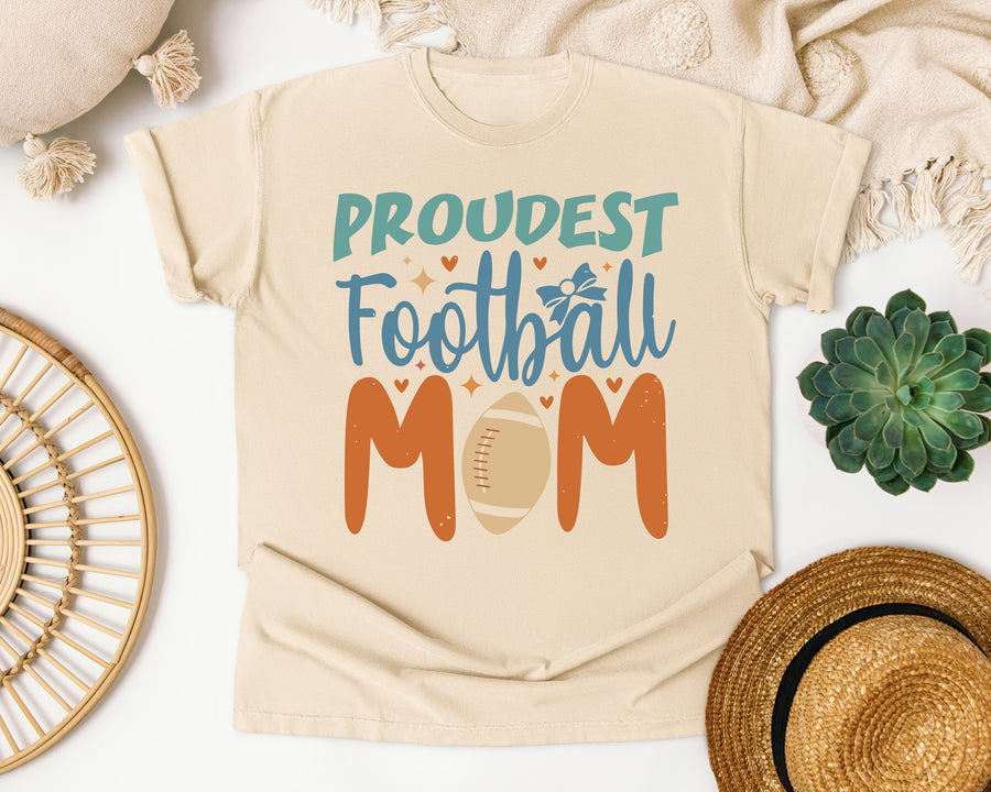 Proudest Football Mom graphic tee in Ivory