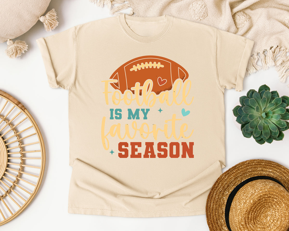 Football Is My Favorite Season Heart graphic tee in Ivory
