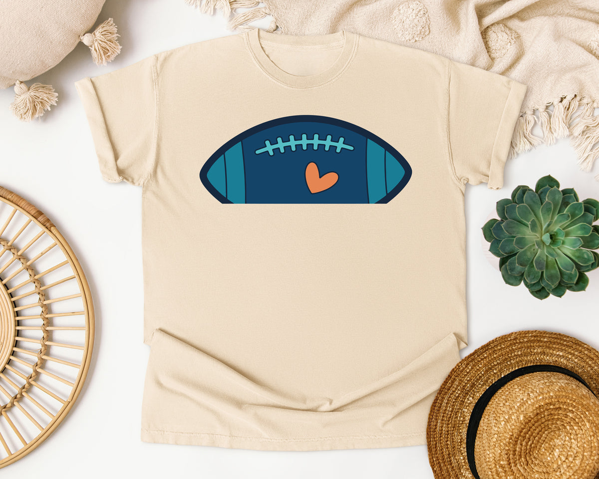 Football Navy Heart graphic tee in Ivory