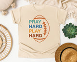 Pray Hard Play Hard graphic tee in Ivory
