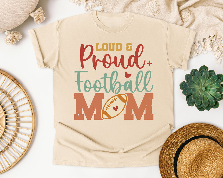 Loud And Proud Football Mom graphic tee in Ivory
