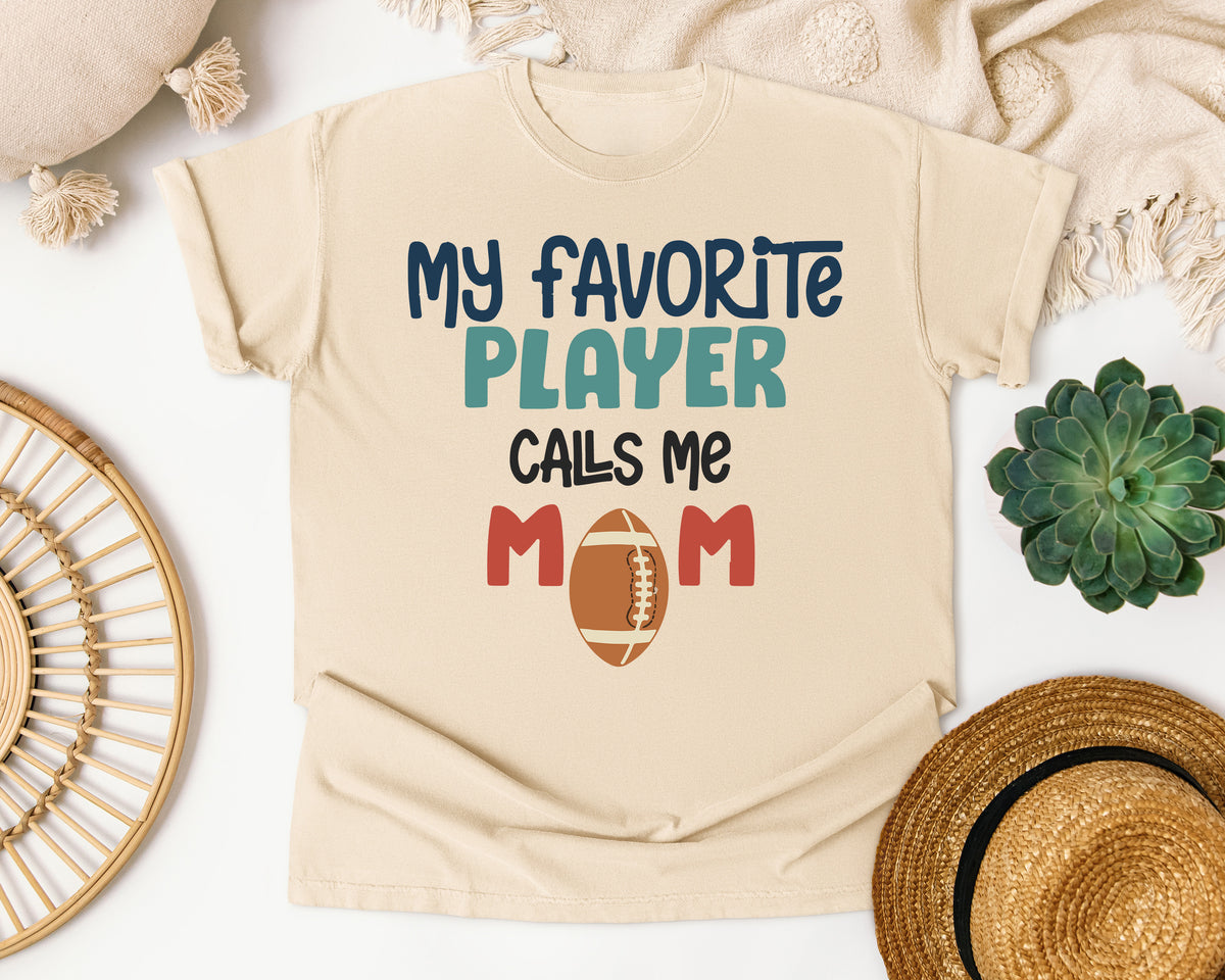 My Favorite Player Calls Me Mom Navy graphic tee in Ivory