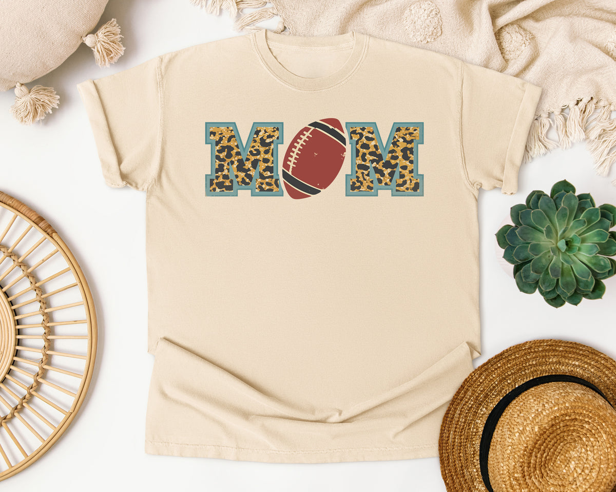 Football Mom Leopard graphic tee in Ivory