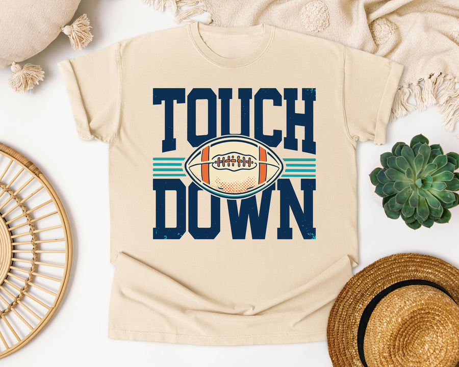 Touch Down Navy Bold graphic tee in Ivory