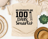 My Students Are 100 Days Smarter White graphic tee in Ivory