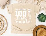 My Students Are 100 Days Smarter White 2 graphic tee in Ivory