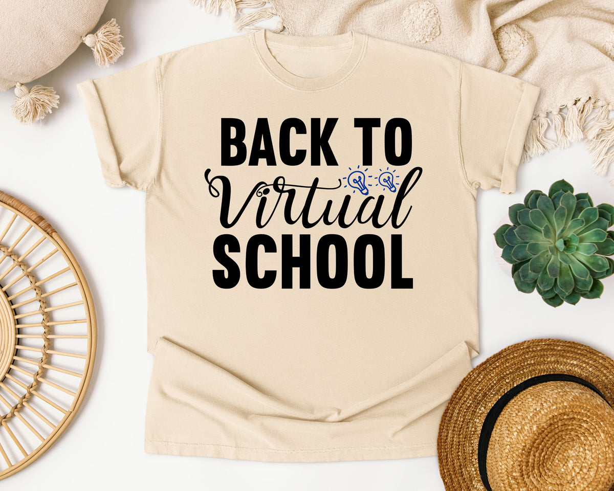 Back To Virtual School graphic tee in Ivory