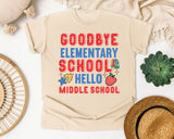 Goodbye Elementary School Hello Middle School Bright graphic tee in Ivory