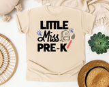 Little Miss Pre-K Paintbrush graphic tee in Ivory