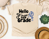Hello First Grade Globe graphic tee in Ivory