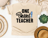 One Blessed Teacher Pen graphic tee in Ivory