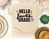 Hello Fourth Grade Backpack graphic tee in Ivory