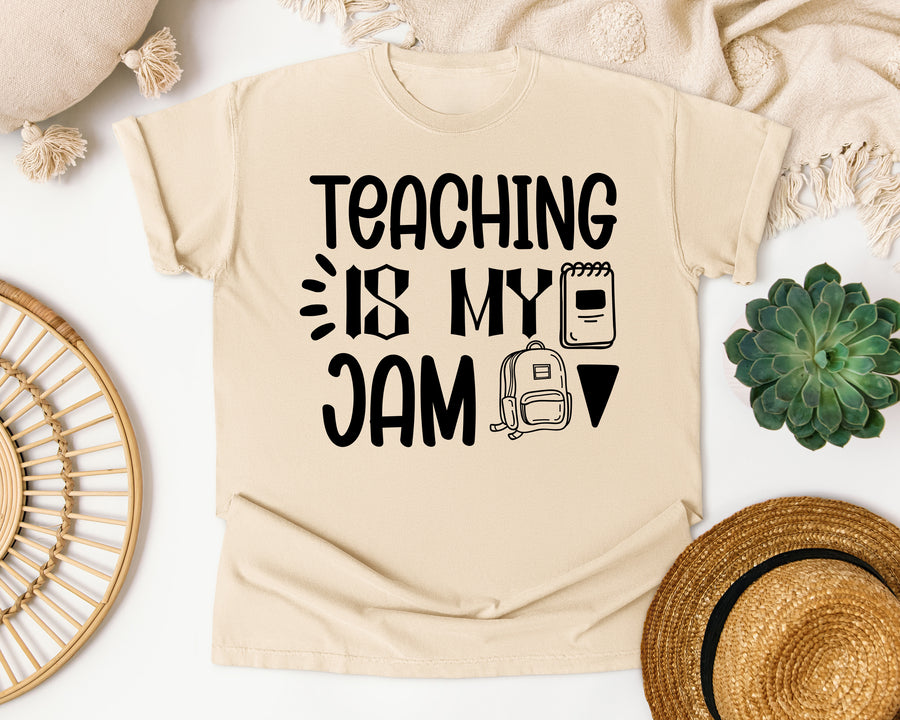 Teaching Is My Jam Backpack graphic tee in Ivory