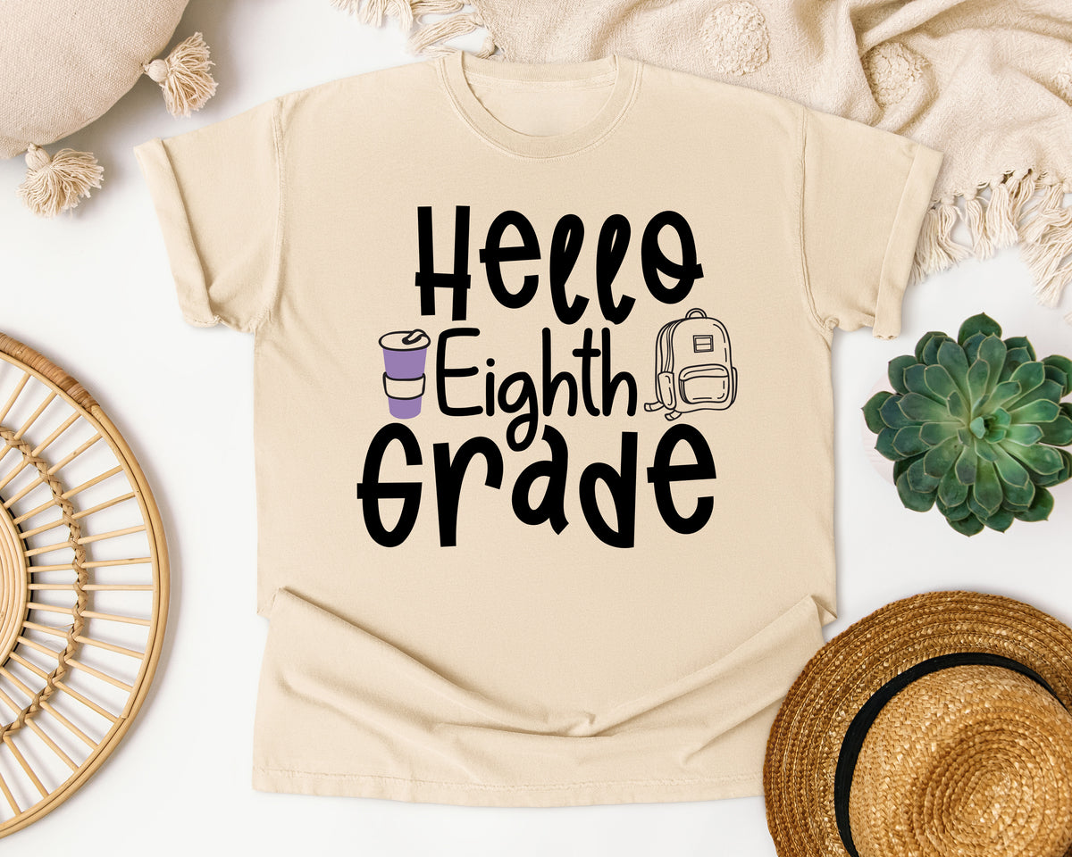 Hello Eighth Grade graphic tee in Ivory