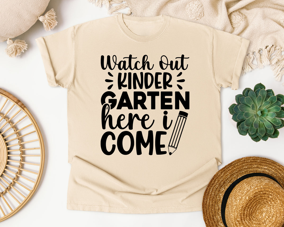 Watch Out Kindergarten Here I Come White graphic tee in Ivory