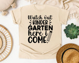 Watch Out Kindergarten Here I Come White graphic tee in Ivory