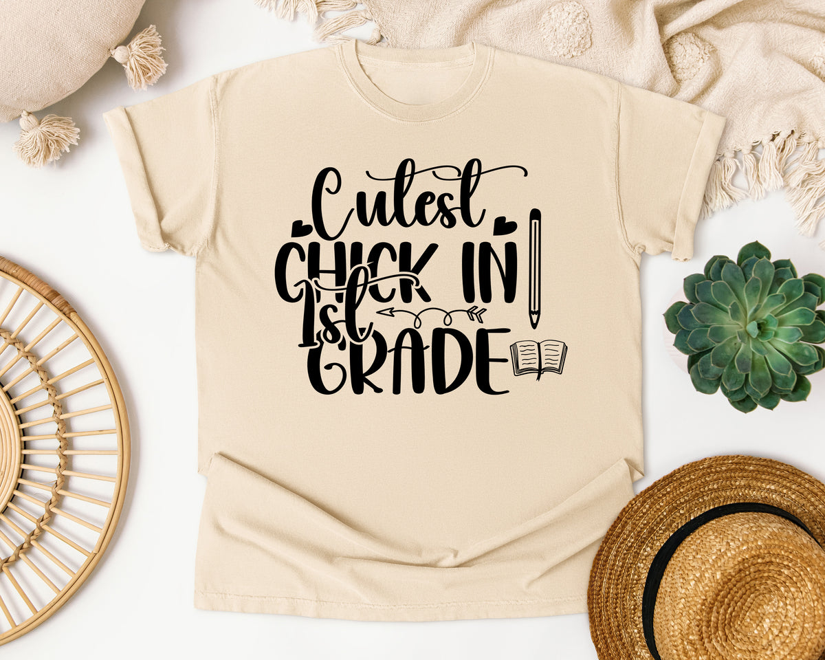 Cutest Chick In 1st Grade graphic tee in Ivory