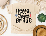 Hello Seventh Grade graphic tee in Ivory