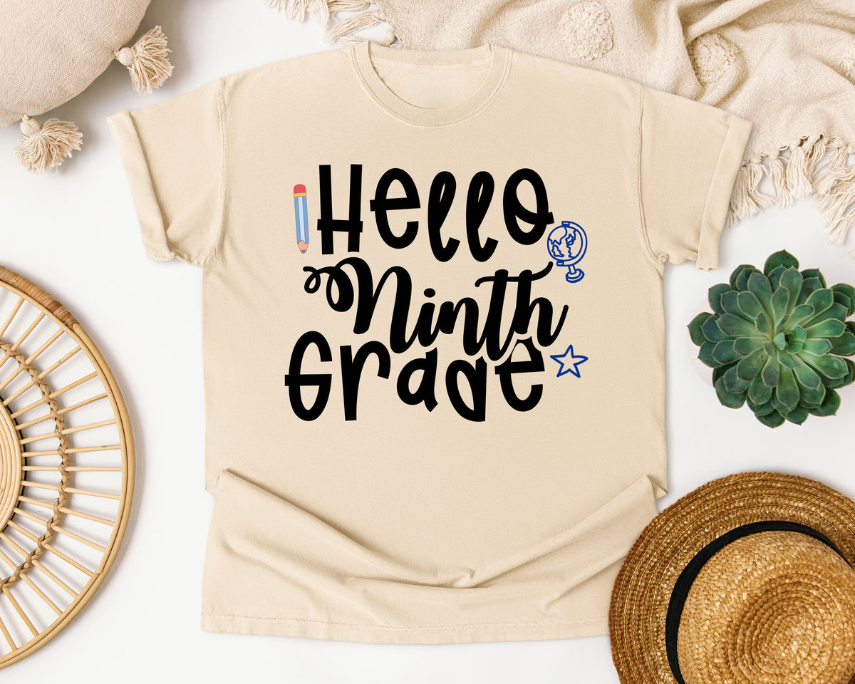 Hello Ninth Grade Globe graphic tee in Ivory