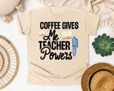 Coffee Gives Me Teacher Powers Pen graphic tee in Ivory