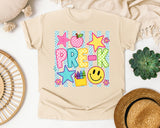 Pre-K Crayons Smiley graphic tee in Ivory